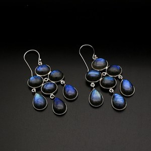 Blue Labradorite Gold Plated <b>Stud</b> <b>Earrings</b> Bezel <b>Set</b> August Birthstone Sterling <b>Silver</b> Luxury Gift for Women Party - Product Image 3