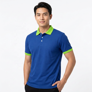 เสื้อโปโลแขนสั้นผู้ชายขายดี ผ้าถักโพลีเอสเตอร์/คอตตอน 220 กรัม แห้งเร็ว ระบายอากาศได้ดี สวมใส่สบาย - Product Image 2