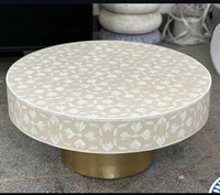 Table basse extensible moderne en os indien et nacre, taille personnalisable, meubles de salon écologiques