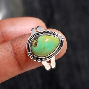 Natural Pear Turquoise Gemstone <b>Ring</b> Arizona Turquoise Solid Silver Anniversary Gift For Women <b>Men</b> Jewelry 925 Sterling Silver - Product Image 1