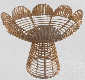 Cesta Decorativa de Hierro Natural y Ratán Tejida a Mano con Borde Festoneado para Decoración del Hogar - Product Image 2