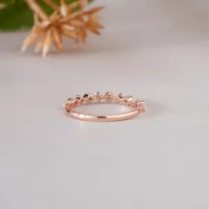 Elegante Anillo de Eternidad de Oro Rosa con Diamantes para Mujer, Anillo Delgado para Boda, Compromiso, Aniversario, Regalo de Joyería Fina de Lujo - Product Image 3