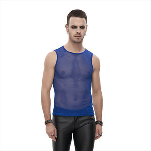 Custom Logo Men Mesh Tank Top Breathable <b>Fishnet</b> Workout Gym Vest Basketball Training Singlet - Product Image 4