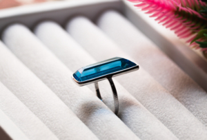 Natural Swiss Blue Topaz <b>Statement</b> <b>Ring</b> 925 Sterling Silver Handcrafted Long Trapezoid Cut Gemstone Modern Minimalist Jewelry - Product Image 2