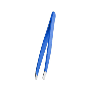 Blue Stainless Steel Slant Tip Eyebrow Tweezers Custom Private Label Hair Removal Personal Care Beauty <b>Tool</b> OEM - Product Image 1