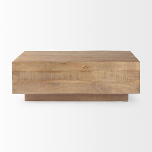 Table basse carrée en bois de manguier massif, finition naturelle, faite à la main, écologique et durable, pour salon ou bureau à domicile - Product Image 2