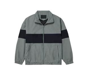 Men's Color Blocked <b>Racer</b> <b>Jacket</b> Zip Fly Stand Collar Water Resistant Polyester Outdoor Wear Regular Fit All Seasons - Product Image 1