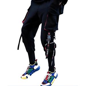 Pantalon cargo techwear streetwear pour homme, multi-poches, joggers tactiques, hip hop, rubans, sangles, pantalon harem, noir, vêtements urbains - Product Image 2