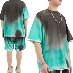 Wholesale Mens Acid Wash Shorts <b>Set</b> Custom Logo Oversized T Shirt Summer Tracksuit Premium Cotton Streetwear Clothing Manufactur - Product Image 6