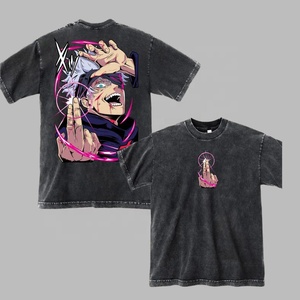 Camiseta de Mezclilla Extra Grande para Hombre con Estampado de Personajes de Anime, Manga Corta, Cuello Redondo, Estilo Urbano, Algodón - Product Image 4
