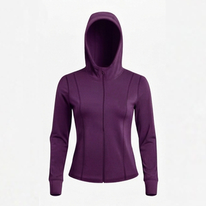 Sudadera con Capucha Azul Claro para Mujer, con Cierre, Manga Larga, Tejida, Transpirable, para Invierno, 100% Poliéster - Product Image 6
