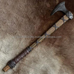 Steel Craft International Industrial Handmade Viking Ranger Double Blade <b>Axe</b> Damascus Steel Head Intricate Etching <b>Wooden</b> Handle - Product Image 1
