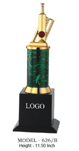 Trophée sportif plaqué or modèle 626 A B C avec colonne en marbre vert et base gravée pour les jeux et événements - Product Image 5