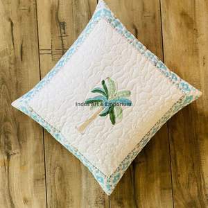 Indian Hand Block <b>Print</b> Cotton Quilted Decorative 40 X 40CM Square <b>Cushion</b> Cover - Product Image 5