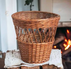 Ecowoodies Round Rattan Waterproof <b>Storage</b> Basket Handcrafted Rustic Style <b>Stackable</b> Food <b>Container</b> for Bathroom Use - Product Image 5