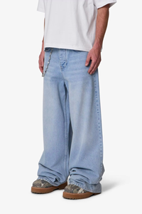 Jean en denim décontracté pour homme HaiYao 2026, coupe large, bleu délavé, style streetwear hip-hop Y2K, OEM/ODM, coton/spandex, haute qualité - Product Image 3