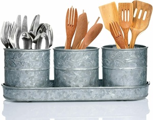 Lot de 3 jardinières rondes galvanisées personnalisables avec finition enduite de poudre de plateau pour jardin intérieur ou extérieur et décoration intérieure - Product Image 6