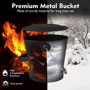 Secchio per cenere da interno ed esterno con coperchio per set e accessori per caminetto - Product Image 2