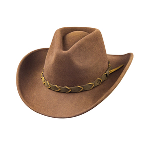 Unisex Beige Leather Cowboy <b>Hat</b> with Brown Leather <b>Band</b> Casual Striped Beach Adult Summer 56-58cm HN-3019 - Product Image 4