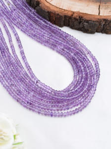 ลูกปัดอะมีทิสต์ธรรมชาติทรงรอนเดลล์เรียบ ขนาด 3 มม. ถึง 4 มม. ลูกปัดอะมีทิสต์ธรรมชาติแบบเรียบ สำหรับทำเครื่องประดับชั้นดี อัญมณี - Product Image 4