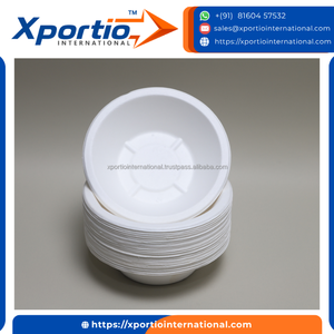 Bol en bagasse 100 % compostable, qualité alimentaire, capacité 250 ml, sans PFAS, 100 pièces par sachet plastique, pour salades et nouilles - Product Image 3