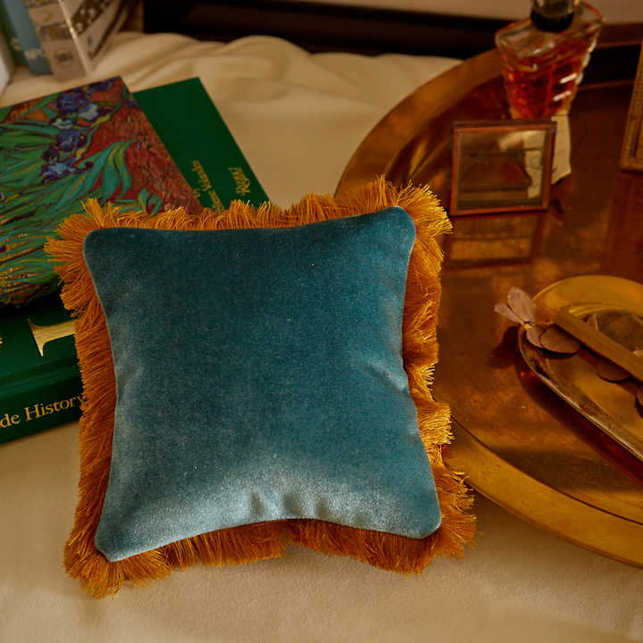 Le Seiji House Mini Tassel Velvet Cushion French Vintage Style Handmade in Korea for Pet Beds