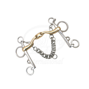 Bocado de Doble Articulación Pelham de Acero Inoxidable con Boquilla de Plata Alemana de 5 Pulgadas para Montar a Caballo - Product Image 3