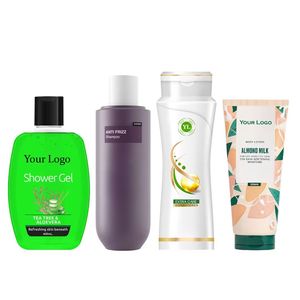 Set de Amenidades para Baño de Hotel, Paquete de 4, Gel de Ducha, Champú, Acondicionador, Loción Corporal, Jabón, Fórmula Personalizada, OEM/ODM - Product Image 1