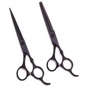 Kit de ciseaux de barbier de qualité supérieure, ciseaux de coupe de cheveux noirs, ciseaux à effiler pour salon de coiffure, ensemble de 2 pièces pour la coiffure - Product Image 3