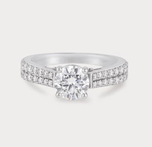 Anillo de Compromiso de Oro Blanco de 14K con Diamantes Cultivados en Laboratorio de 1.49 CTW, Corte Redondo, Doble Hilera, Pavé, para Mujer - Product Image 3