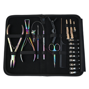 Professional Rainbow Hair Extension <b>Tools</b> <b>Kit</b> Flat Crimping Plier Bead Remover <b>Tool</b> Hook Loop <b>Tool</b> <b>Mini</b> Scissor Styling Clips - Product Image 1