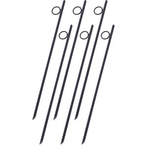 Set di 6 Picchetti Angolati in Acciaio da 3/8x18 Pollici, Resistenti e Robusti, per Tende e Gazebo, con Anello e Accessori - Product Image 1
