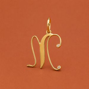 Colgante de plata S925 con letra inicial M en cursiva, con diamante moissanita, para mujeres y hombres - Product Image 4