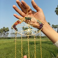 Campana de Viento Decorativa de Ágata de Siete Chakras, Arte Popular Ecológico, Decoración para el Hogar, Feng Shui, Reiki, Sanación |   Pared de Piedras Preciosas Hechas a Mano