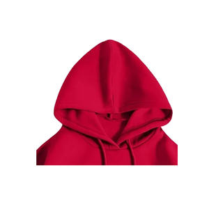 Sweat à capuche d'hiver pour femme 100% coton molletonné écologique respirant coupe-vent brodé surdimensionné avec logo frontal uni bleu foncé OEM - Product Image 4