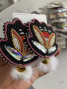 Boucles d'oreilles Miyuki pour femmes, multicolores, faites à la main, style aztèque tribal, perles, plumes, cristaux, style bohème rétro western. - Product Image 5