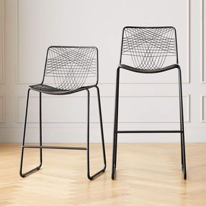 Modern Metal Wire Bar <b>Stool</b> Gold Finish High <b>Back</b> Design - Product Image 3