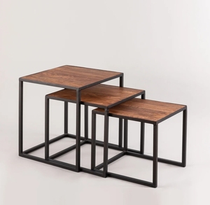 Mesa de Centro Contemporánea Premium con Estructura Metálica y Tapa de Madera, Diseño Convertible, Estilo Italiano, Acabado Negro, Muebles para el Hogar de Exportación - Product Image 2