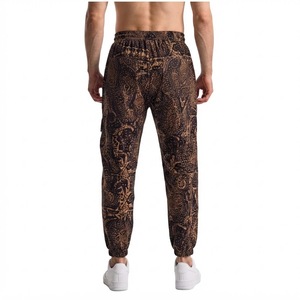 Pantalon imprimé pour homme, taille élastique avec cordon de serrage, joggers décontractés, respirant, poids moyen, mélange polyester-coton, style automne - Product Image 2