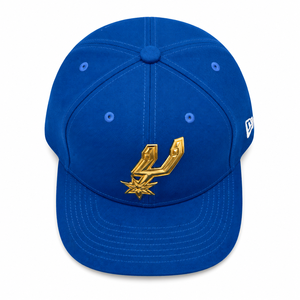Casquette snapback bleue à 6 panneaux avec broderie de logo en feuille d'or, chapeau décontracté unisexe - Product Image 1