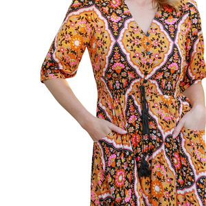 Vestido largo de mujer con manga corta, estilo línea A, para la playa - Product Image 5