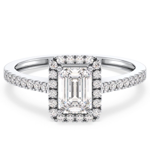 Bague en diamant de laboratoire taille émeraude 1,3 carat REYES, prix d'usine, HPHT CVD, or blanc 14 carats, cadeau de fiançailles et de mariage, bijoux fins - Product Image 1
