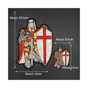 Parche Bordado Personalizado de los Caballeros Templarios, Diseño de Escudo con Cruz Roja, Insignia de Tela para Coser, Estilo Clásico, Promocional - Product Image 4