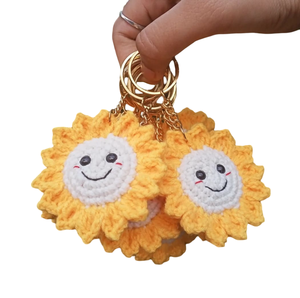 LLavero de flor de Sol de ganchillo tejido a mano lindo regalo para llaves de coche bolso cartera monedero mujeres niñas por consignadores indios - Product Image 4