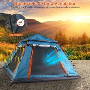 Imperméable coupe-vent 4-5 personnes tente de Camping Pop-Up installation instantanée tente familiale 2 moustiquaires fenêtres pour randonnée portable - Product Image 3