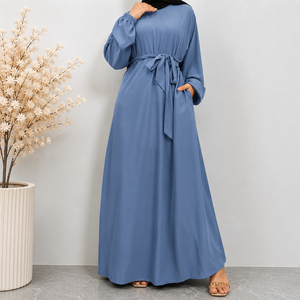 Hot Selling Plain Color Closed Abaya Slip <b>Dress</b> with Side Pockets and Elastic Cuff <b>for</b> Muslim Women Best <b>for</b> Daily wear - Product Image 4
