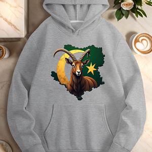 Drapeau marron chèvre de montagne markhor sweats à capuche décontractés pour femmes - Product Image 4