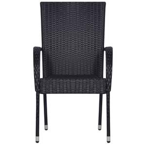 Juego de 6 Sillas de Comedor Apilables de Ratán PE Negro, Tamaño Único, Muebles de Jardín - Product Image 4
