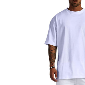 Oversized Knitted 100% Cotton Solid Short Sleeve Men's Streetwear Hip Hop Blank Acid Wash Front Custom Logo Heat-Transfer - Product Image 2