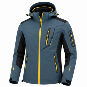 Chaqueta Softshell Unisex Personalizada, Ligera, Cortavientos, Impermeable, con Capucha y Bolsillos con Cremallera, para Deportes al Aire Libre y Trabajo - Product Image 4